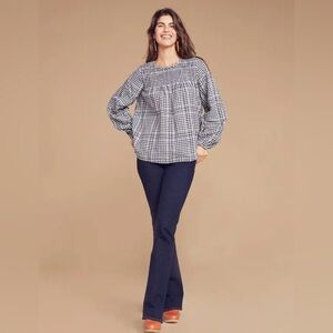 Faherty Black and White Checkered Women's Top